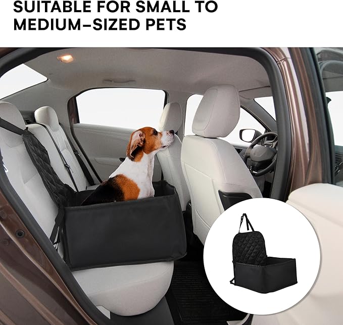 Black Rhino Pet Car Seat Black - Booster Seat for Small and Medium Dogs - Safe Protects Back Car Seats from Scratches and Messes - Robust and Waterproof Dog Accessories for Traveling