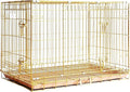 HOMEY PET Copper Gold Dog Crate 36 Inch, Portable Folding Metal Wire Dog Kennel Pet Dog Cage with Removable Floor Grid, Pull Out Leak-Proof Pan, Double Doors, Handle for Medium Dogs, Indoor Outdoor