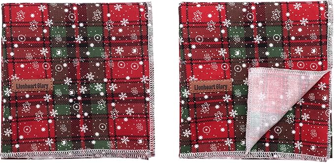 Lionheart glory Dog Bandana 1 Pack Washable Soft Cotton Christmas Plaid Bibs Scarf, Adjustable Kerchief Square Dog Bandanas for Large Dogs