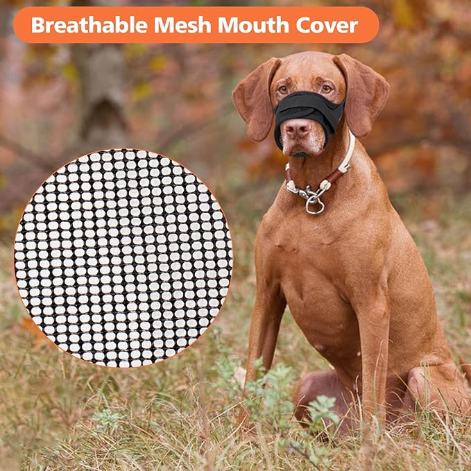 Coppthinktu Soft Dog Muzzle, Breathable Mesh Muzzle for Small Medium Large Sized Dog Mouth Cover, Adjustable Muzzles to Prevent Biting Barking Dogs Mouth Cover Allows Drinking (Black XL)