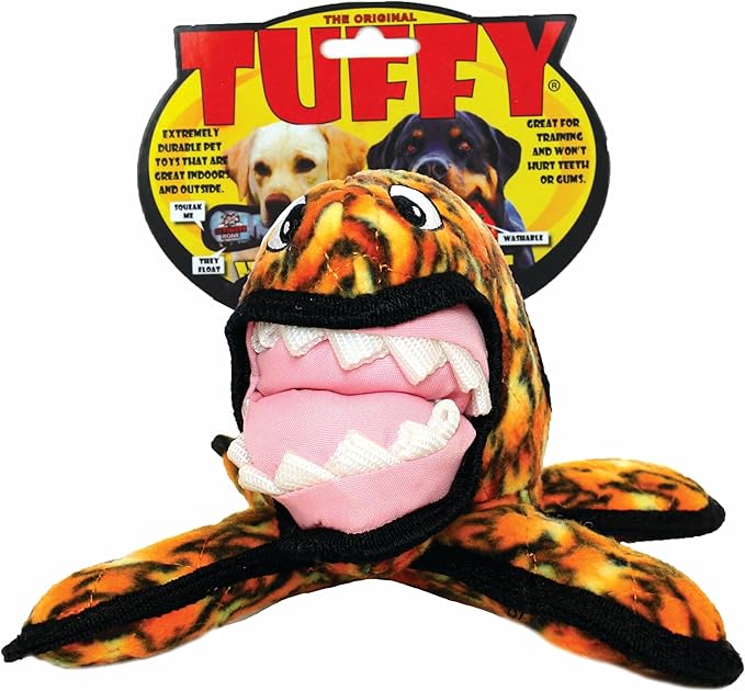 TUFFY - World's Tuffest Soft Dog Toy - Alien Fire - Multiple Layers. Made Durable, Strong & Tough. Interactive Play (Tug, Toss & Fetch). Machine Washable & Floats