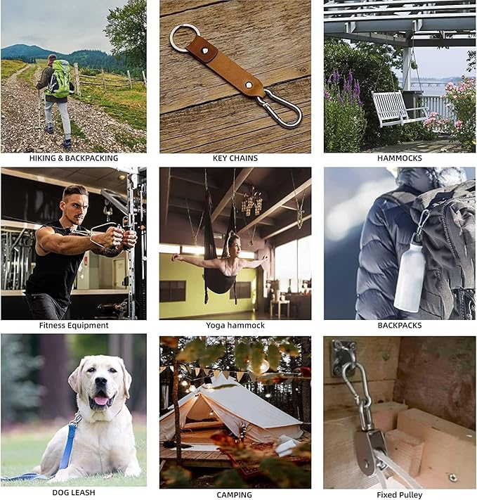 Large Spring Snap Hook Carabiner, 304 Stainless Steel Heavy Duty Carabiners Clip, Stainless Steel Spring Snaps Hooks Carabiners Outdoor