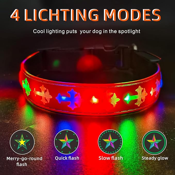 Personalized USB-C led Light up Dog Collar with Airtag Holder, IPX7 Waterproof,15 Modes Changing Multicolored Lighting (Purple Pro, XL(19.7-23.6"))
