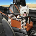 Center Console Dog Car Seat,Pet Puppy Car Seat,Middle Console Dog Armrest Booster Seat for Small Dogs;Cats (Orange Houndstooth)
