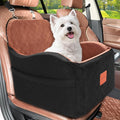 Dog Car Seat for Small/Medium Dogs, Memory Foam Dog Booster Seat for Dogs up to 35 lbs, Travel Safety Per Car Seat with Washable Removable Cover and Storage Pockets (Black/Brown, Medium)