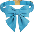 Maca Bates Sky Blue Dog Collar with Cute Solid Sailor Bow Tie for Large Girl Boy Dogs,Adjustbale Durable Breakaway Soft Collars with Bowtie for Female Male Puppy,Pet with Metal Buckle