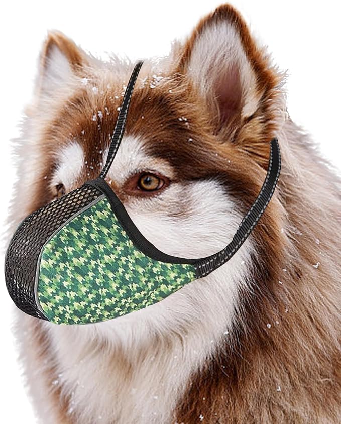 Dog Muzzle for Extra Large Size Dogs to Prevent Biting Chewing Barking Soft Air Mesh Muzzles Reflective Ajustable Full Coverage Dog Mouth Guard Cover for Grooming Scavenging Green XXL
