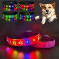 LED Light Up Dog Collar, USB-C Rechargeable, Multicolor Paw Print Design, 15 Modes Lighting Night Safety (Pink Pro, S(7.87-11.8"))
