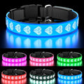 LED Dog Collar, 3D Design Dog Collars, Adjustable 15 Multi-Colors Light Up Dog Collar Rechargeable Waterproof Bright Pet Collar for Large Dogs, Blue