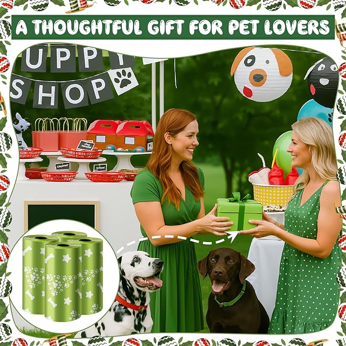 Tenceur 48 Rolls Green Dog Poop Bags Bulk 720 Count 9"x12" Cute Leak Proof Doggy Poop Bags Fit Most Dispenser Extra Thick Strong Unscented for Pet Waste Gift for Dog Cat Pet Breeder