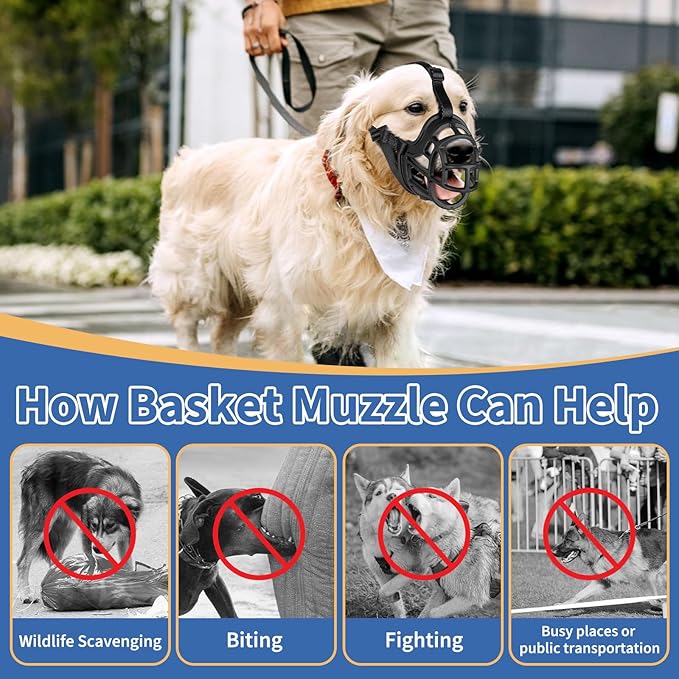 BARKLESS Dog Muzzle to Prevent Biting, Scavenging, Basket Muzzle for Small Dogs, Soft & Lightweight & Sturdy Mouth Cover with Removable Collar Loop for Training, Walking (Black, 1)