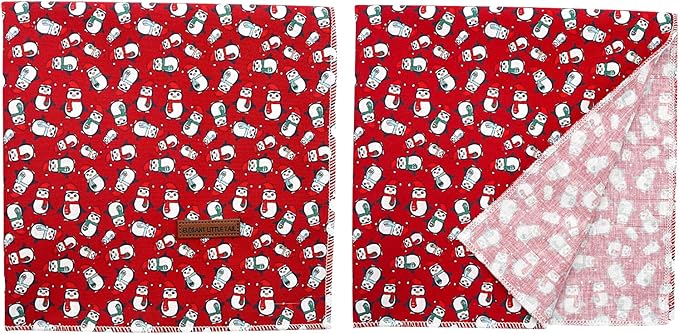 Elegant Little Tail Dog Bandana for Christmas - Holiday Bib Scarf, Soft Washable Square Kerchief, Adjustable for Small Medium Large Dogs