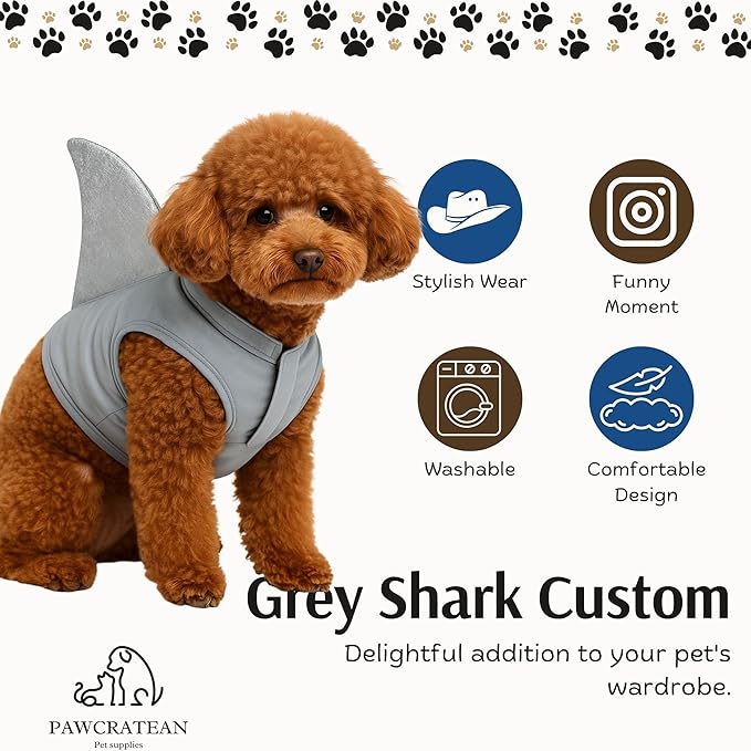 Pet Custom Dog Custom Cat Custom Hoodie, Sporty Look, Funny Gift, Halloween Holiday (Shark with Standing Fin, Large)