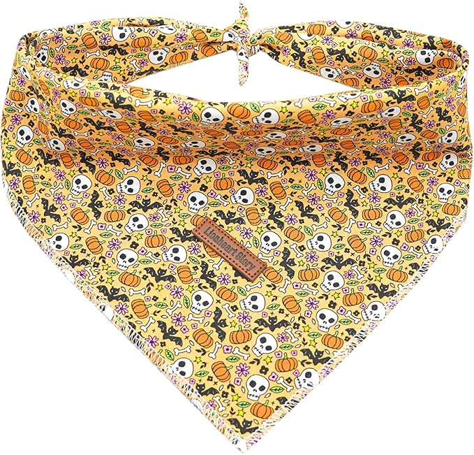 Lionheart glory Dog Bandana Halloween 1 Pack Washable Soft Dog Scarf, Fall Bib Scarf Boy Girl Bandana Square Adjustable Dogs for Small to Large Puppy