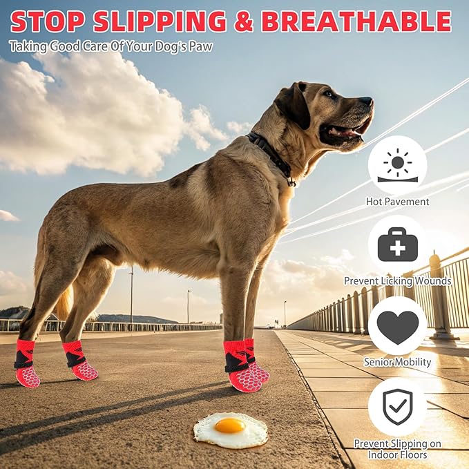 KOOLTAIL Dog Socks for Hot/Cold Pavement, Breathable & Warm Dog Socks to Prevent Licking Paws, Non Slip Pet Boots & Paw Protectors for Hardwood Floor,Grippy Shoes for Small Senior Dogs