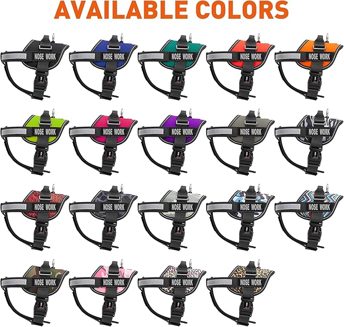 Dogline Unimax Dog Harness Vest with Nose Work Patches Reflective No-Pull, Adjustable Straps, Breathable Neoprene for Medical, Service, Identification, Training Dogs Girth 22 to 30" Leopard Multicolor