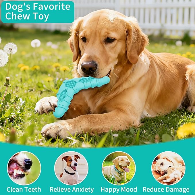 Dog Toys 4 Pack for Aggressive Chewers, Multifunctional Teeth Cleaning and Gum Massage for Puppy, Chew Toys with Natural Rubber for Small and Medium Dog(Blue)