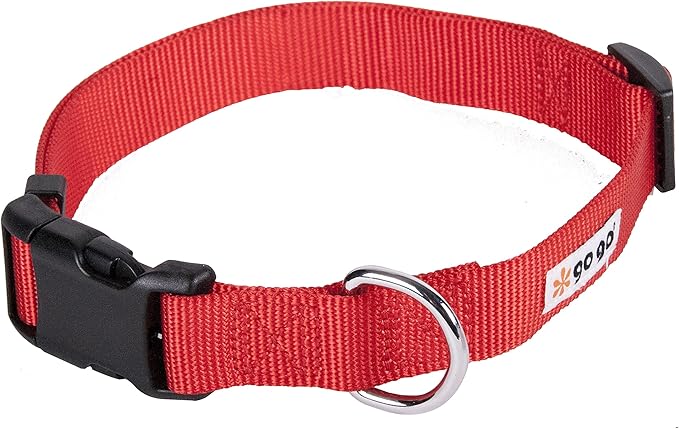 GOGO Pet Products Comfy Nylon 3/4-Inch Adjustable Pet Collar, Medium, Red