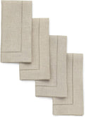 Solino Home Natural Linen Napkins Set of 4-100% Pure Linen Hemstitch Dinner Napkins 20 x 20 Inch for Holiday, New Year - Classic Hemstitch