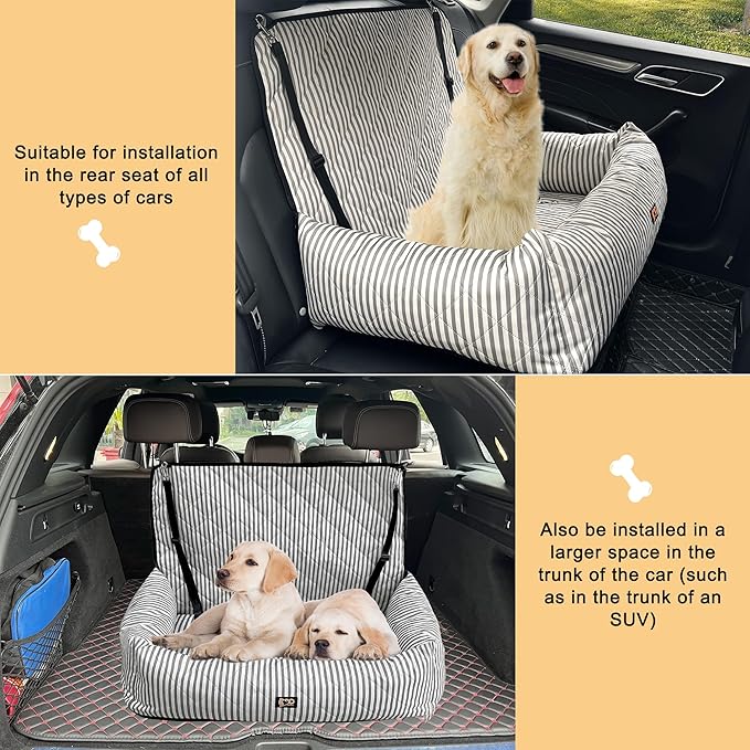 Dog Car Seat for Small and Medium Dogs, Booster Seat Sofa Pet Bed, Portable Car Travel Carrier Bed