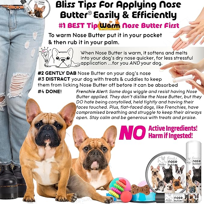 The Blissful Dog French Bulldog Black Masked Fawn Unscented Nose Butter - Dog Nose Butter, 4 Ounce