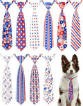 PET SHOW 10 Pack 4th of July Big Dog Ties Neckties for Large Breed Dogs XL Adjustable Holiday Grooming Accessories Patriotic Neck Ties Bowties Girl Boy Pets Memorial Day Holiday Party Costumes