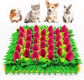 Snuffle Mat for Dogs, Cats, Rabbits, Guinea Pigs, Durable Washable Pet Feeding Mat, Flower & Grass Slow Feeder, Nose Work Training Pad, Anxiety Relief & Mental Stimulation(S, Rose Red)