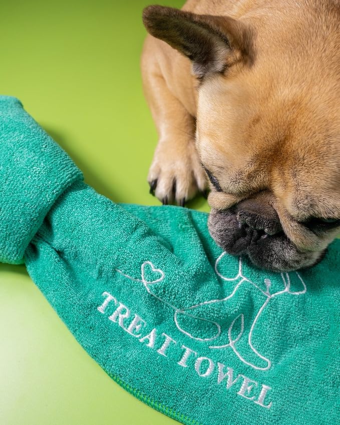 Dog Enrichment Puzzle Toy – Snuffle Mat Alternative for Dogs, Interactive Sniffing & Mental Stimulation Toy, Boredom Buster Nose Work Toy, Washable Microfiber Treat Towel, GreenStd