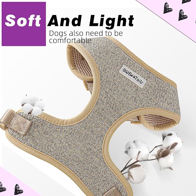 No Pull Dog Vest Harness for Small&Medium Dogs, Side Clip Adjustable Pet Vest, Soft Breathable, Fashion Dog Harnesses for Walking, Running, Shopping (Taupe, M)