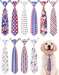 PET SHOW 10 Pack 4th of July Dog Ties Neckties for Large Medium Dogs Adjustable Holiday Grooming Accessories Patriotic Neck Ties Bowties Girl Boy Pets Memorial Day Holiday Party Costumes