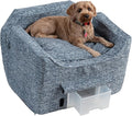 Snoozer Dog Car Seat with Storage Tray: Lookout II Dog Booster Car Seat for Pets up to 25lbs, Helps Alleviate Travel Sickness & Fear for Dogs, Removable Washable Cover – Palmer Indigo, Size Medium