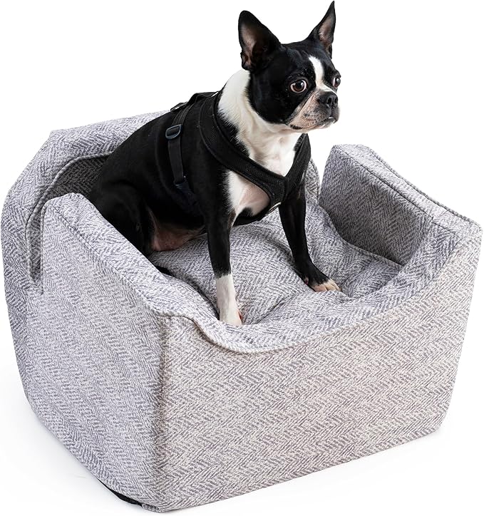 Snoozer Dog Car Seat: Lookout I Dog Booster Car Seat for Pets up to 25lbs, Helps Alleviate Travel Sickness & Fear for Dogs, Removable Washable Cover – Palmer Dove, Size Medium