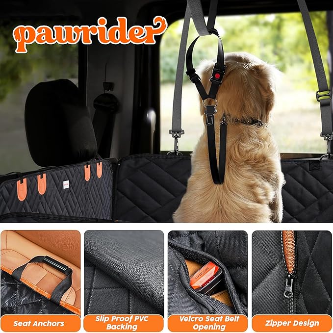 Back Seat Extender for Dogs Hard Bottom - Sturdy Dog Hammock for Car Hard Bottom Car Seat Cover for Dogs, with Seatbelt (No Foam)