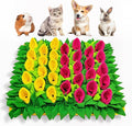 Snuffle Mat for Dogs, Cats, Rabbits, Guinea Pigs, Durable Washable Pet Feeding Mat, Flower & Grass Slow Feeder, Nose Work Training Pad, Anxiety Relief & Mental Stimulation(S, Yellow/Rose Red)