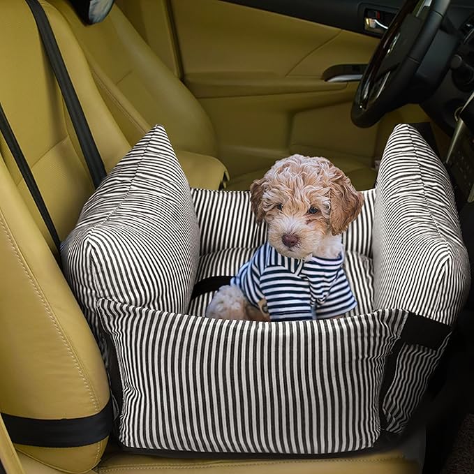 Dog Car Seat Pet Car Seat for Small Medium Large Dogs Dog Booster Seat for Safe and Comfortable Car Travel Dog Car Bed and Travel Bed White and Brown 20 * 30 in National Pet Day