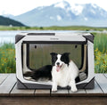 Lesure Collapsible Dog Crate - Portable Travel Kennel for Large Dog, 4-Door Pet Crate with Mesh Windows, Indoor & Outdoor, Light Gray