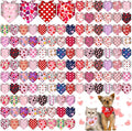 Amylove 120 Pcs Dog Bandanas Bulk Holiday Triangle Dog Pack Puppy Kerchief Bandana Adjustable Pet Scarf for Pet Cat Costume Accessories Decor(Love)