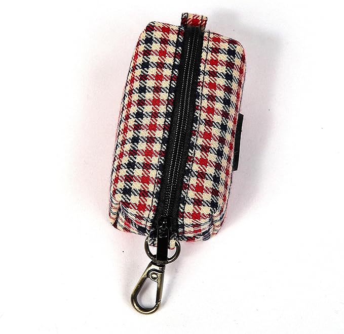 Organic Cotton Dog Poop Bag Holder for Leash Brass Hardware Waste Bag Dispenser Pet Waste Management Solution