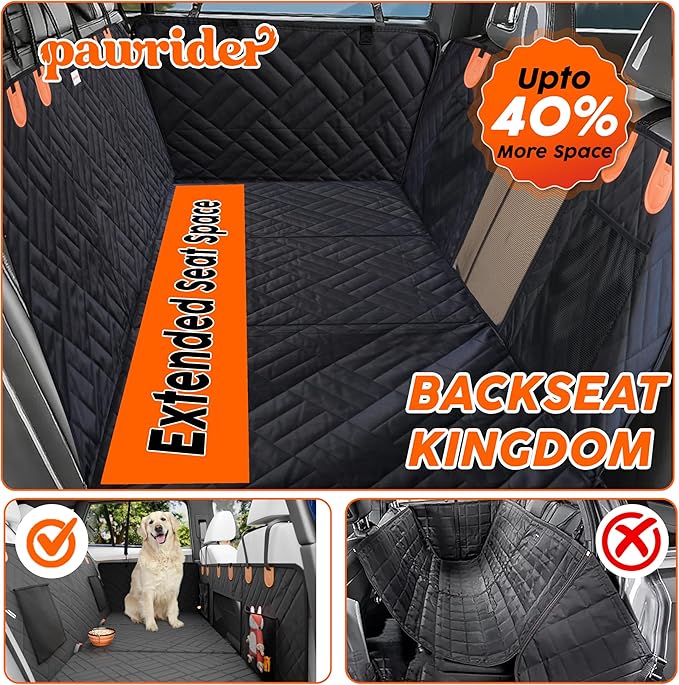 Back Seat Extender for Dogs Hard Bottom - Sturdy Dog Hammock for Car Hard Bottom Car Seat Cover for Dogs, with Seatbelt (No Foam)