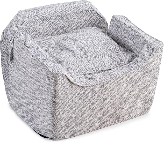 Snoozer Dog Car Seat: Lookout I Dog Booster Car Seat for Pets up to 25lbs, Helps Alleviate Travel Sickness & Fear for Dogs, Removable Washable Cover – Palmer Dove, Size Medium