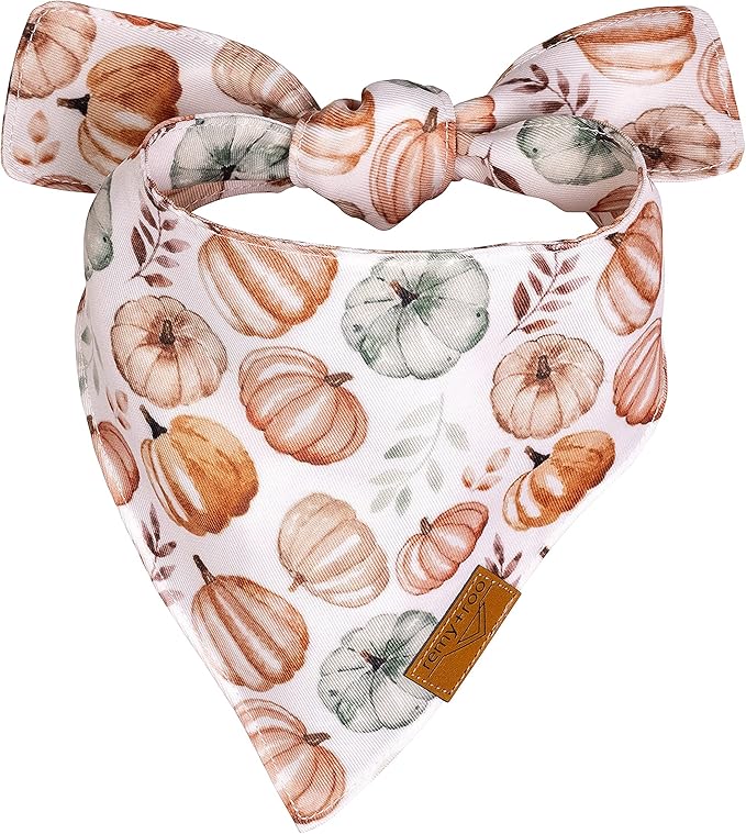 Remy+Roo Fall Dog Bandanas 4 Pack - Amber Set, Premium Durable Polyester Fabric, Patented Curved Design, Adjustable Fit for Small, Large, and XL Dogs, Trendy Patterns, Dog Fall Bandanas (XL)