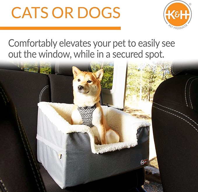 K&H Pet Products Bucket Booster Pet Seat Rectangle Knockdown Gray/Oatmeal Large