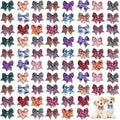 Wesiti 80 Pcs Dog Bows Ties for Small Dogs Assorted Pattern Pet Bowtie Collar Bows Cat Bowtie Collar Bowknot for Small Medium Puppy Pet Photography Grooming Party(Plaid Bowknot)