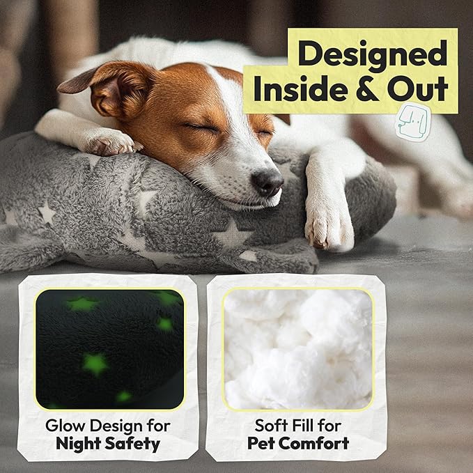 Dog Calming Pillow, Glow in The Dark Dog Put Head on, Soft Question Mark Pillows for Dogs, Kids, Adults, Washable Dog Bed Pillow, Cozy Dog Body Pillow (L Gray)