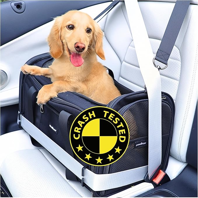 Crash-Tested Dog Carrier & Small Dog Car Seat (Test with FMVSS 213b - 5 Star Safety Rated by CPS) | Cat Carrier Soft - Expandable, Zipper Locks, Fan Pocket | Best for Safe Travel - For Pet Up to 12lbs