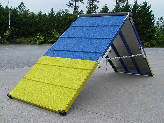 DogSport 5' Agility A-Frame with Rubber Surface on Aluminum Supporting Boards (Blue-Yellow)