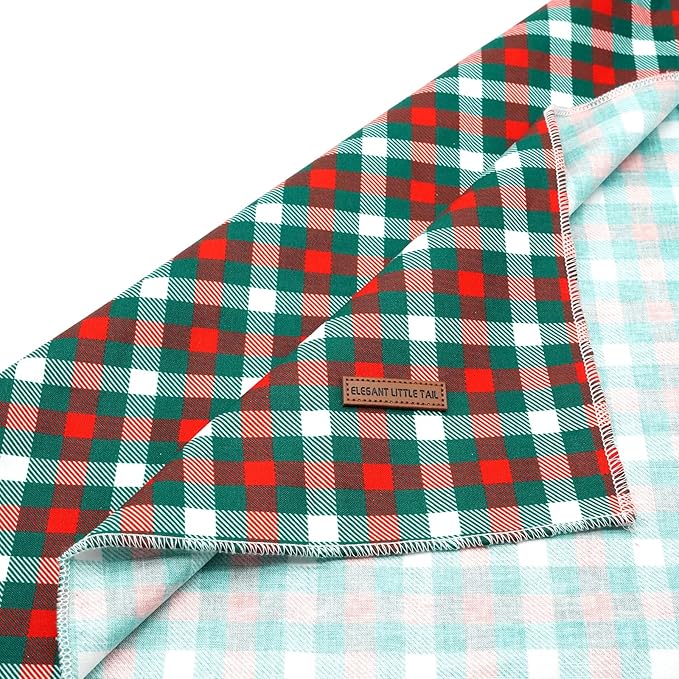 Elegant Little Tail Christmas Dog Bandana - Holiday Bandanas for Small, Medium, Large Dogs - Soft, Washable, Adjustable Square Scarf Kerchief for Girls and Boys