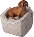 Snoozer Dog Car Seat: Lookout I Dog Booster Car Seat for Pets up to 18lbs, Helps Alleviate Travel Sickness & Fear for Dogs, Removable Washable Cover – Merlin Linen, Size Small