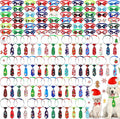 Eccliy 120 Pcs Christmas Dog Bow Tie Collar Bulk Christmas Dog Neck Ties Xmas Adjustable Pet Bowties Santa Claus Snowman Pattern Cat Collar Bow for Large Medium Small Pet Holiday Party Decoration