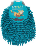 Messy Mutts Microfiber Grooming Mitt | Chenille Microfiber Dog Shammy Mitt | Machine Washable Paw Cleaner | Blue